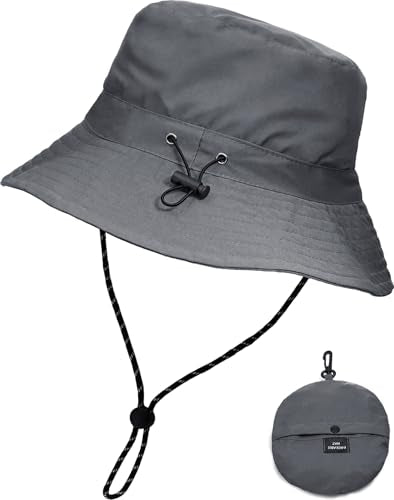 Unisex Waterproof Foldable Bucket Hat Packable Sun Cap for Hiking - color: Dark Gray