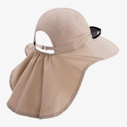 Sun Hats for Men Women with Neck Flap UPF 50+ UV Protection Wide Brim Bucket Hat Safari Hiking Fishing Hats - color: Navy