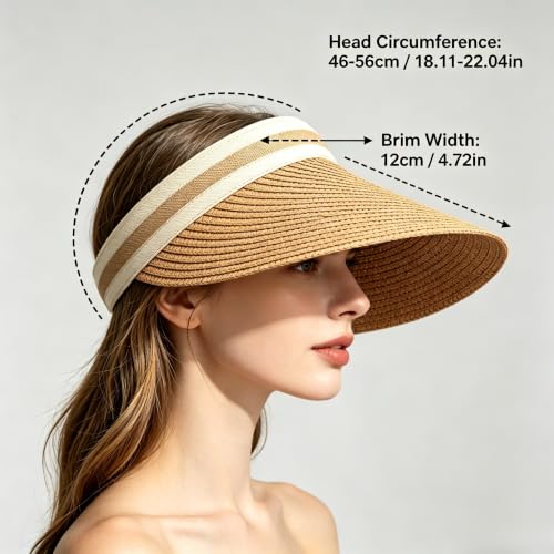 Khaki Women's Sun hat, Adjustable Straw Woven Sun hat,Suitable Outdoor