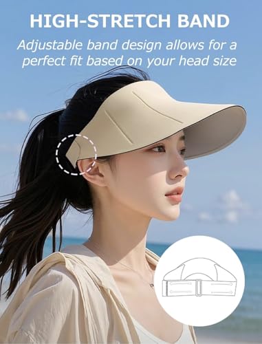 63g ONLY Ultra-Lightweight Foldable Sun Visor Hat for Women, 99% UV Block, Foldable & Packable Beach Outdoor Travel Cap - color: Blue