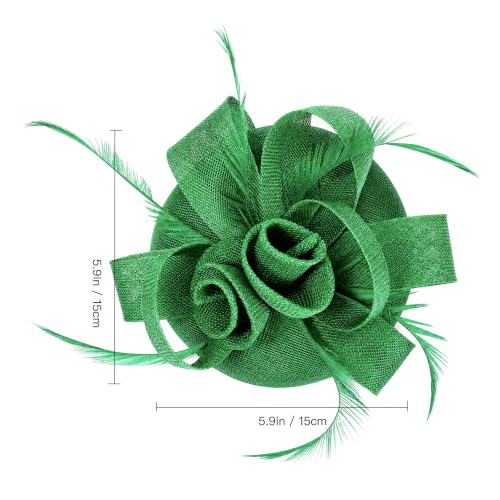 Flower Fascinator Hat Headband Clip for Women Tea Party - color: Green-02