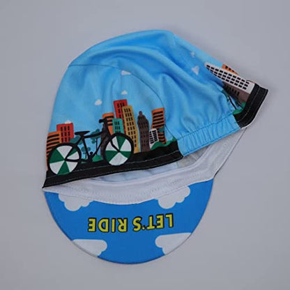 Funny Cycling Cap - Polyester Skull Cycling Hat-Under Helmet -Cartoon Cycling Helmet Liner Breathable&Sweat Uptake - color: Blue