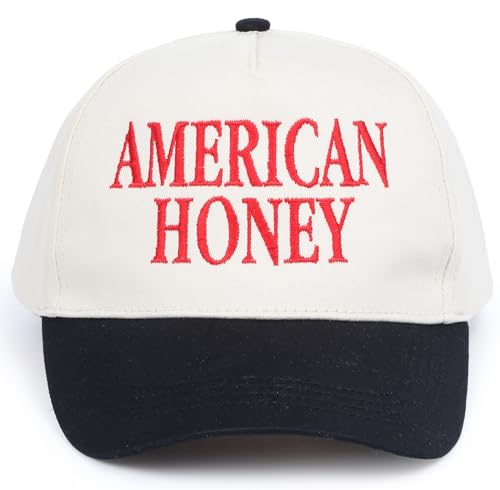 D&Y Retro 2-Tone Canvas Baseball Cap for Women - Funny Embroidered Distressed Snapback, Adjustable Cotton Dad Hat - color: American Honey-black