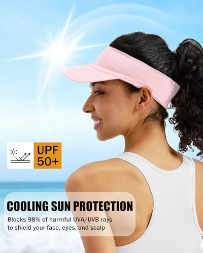 Cooling Sun Stretchy Visor Hat for Men Women,Soft Headband Visors - color: 1-pink