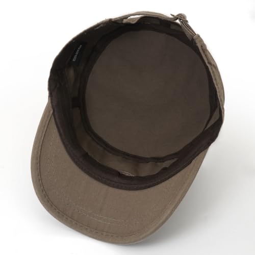 Cadet Hat Flat Top Hats Army Military Caps for Men Women - color: Brown 7