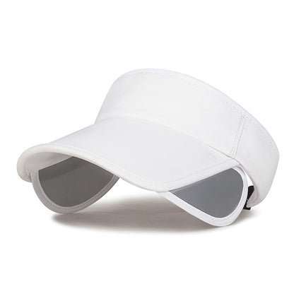 Summer Sun Visor Hat with Retractable Brim, Sun Golf Visor Hats Beach Hats for Men Women - color: White-1