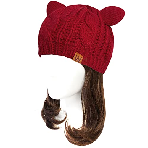 allydrew Winter Thick Knit Beanie Slouchy Beanie for Men & Women - color: Maroon