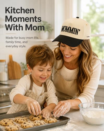 Mommin Trucker Hat for Women, Two Tone Baseball Cap for Mom Black