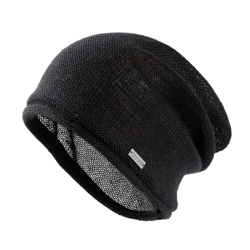 TOP-EX 100% Linen Summer Slouchy Beanie, Breathable and Cooling - color: Black, size: X-Large-XX-Large