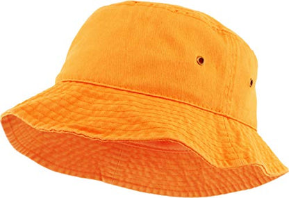 KBETHOS® 100% Cotton Washed Bucket Hat - color: Orange, size: Small-Medium