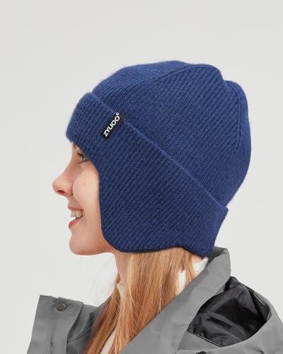 Zylioo XXL XL L Beanie for Big Heads Men Women, Ear Flap Winter Knit Hat - color: Black+gray+navy, size: X-Large-3X-Large
