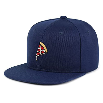 JPAK Pizza Hip-Hop Snapback Hat Embroidered Baseball Cap Foodie - color: 08. Navy