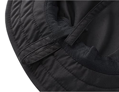 Connectyle Kids Sun Hat for Boys Girls Wide Brim Bucket Hat UPF 50+ Sun Protection Hat Breathable Summer Beach Hat - color: Black