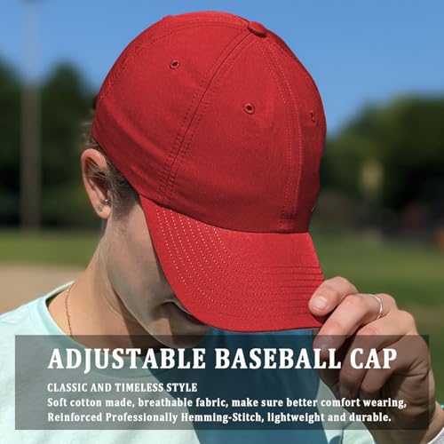 Adjustable Cotton Baseball Cap for Men Women - color: Red