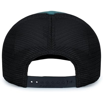 Pacific Headwear Contrast Stitch Trucker Pacflex Snapback Cap - color: Deep Teal/Lt Charcoal/Deep Teal