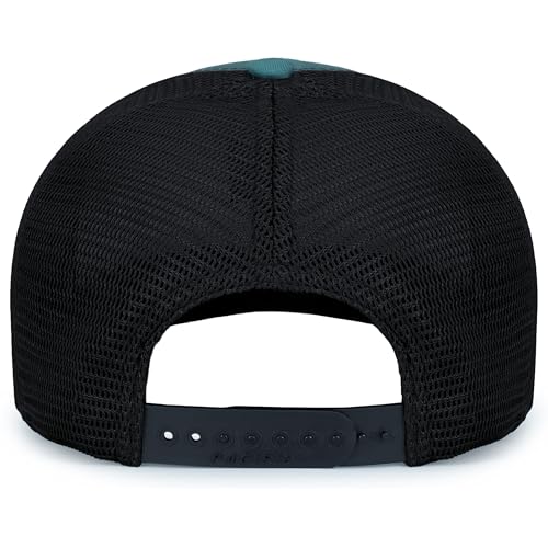 Pacific Headwear Contrast Stitch Trucker Pacflex Snapback Cap - color: Deep Teal/Lt Charcoal/Deep Teal