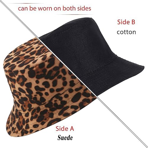 Joylife Animal Print Bucket Hat Novelty Pattern Sun Hats Reversible Packable Fishing Cap for Women, Men - color: Brown
