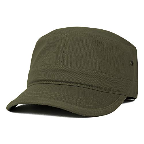 Trendy Apparel Shop Oversize XXL Flat Top Style Army Cap - color: Olive
