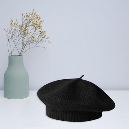 Infant Baby Boys Girls Beret & Beanie Hat - Toddler Kids Knitted French Artist Skull Hat - Fall Winter - color: A-black
