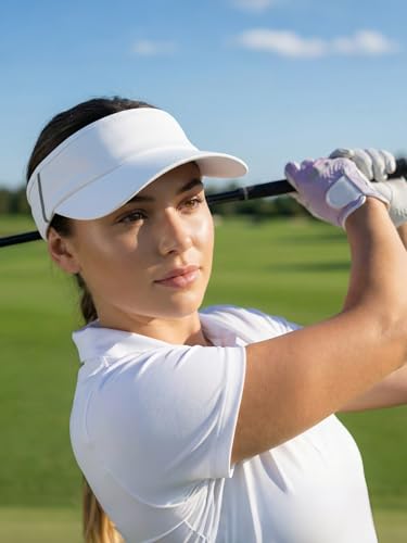 Sun Visor Hat for Women & Men UV Protection Lightweight Sports - color: White