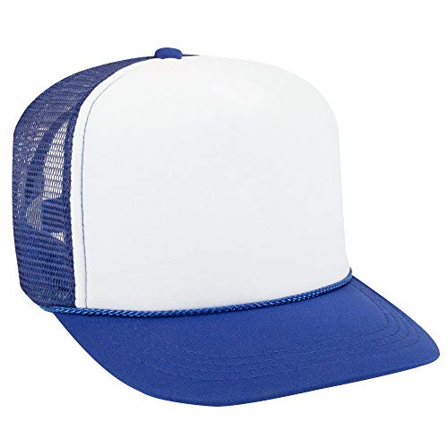 OTTO Polyester Foam Front Youth 5 Panel High Crown Trucker Hat - color: Ryl/Wht/Ryl