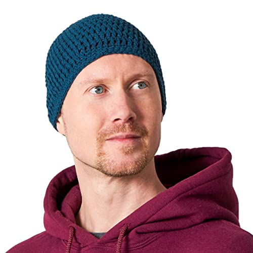 CHARM Mens Cotton Beanie Skull Cap - color: Blue, size: Medium