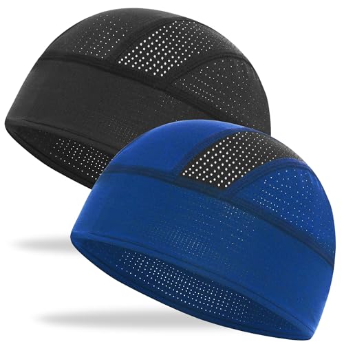 Cooling Skull Cap Breathable Mesh Helmet Liner Motorcycle Cycling - color: 2-black+royal Blue