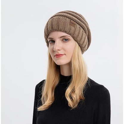 ZOORON Womens Winter Hat Slouchy Beanies for Women Cable Knit Beanie Hats - color: 1pack- Khaki