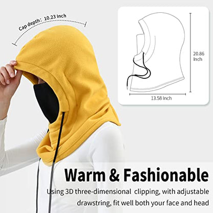 Achiou Ski Mask, Winter Balaclava Warm Windproof Face Cover Men Women - color: Turmeric