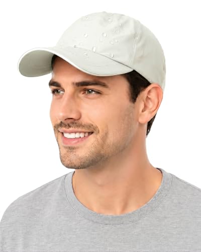 Waterproof Baseball Cap for Men Women UPF 50+ Quick-Dry Running Golf Hat - color: Beige Grey