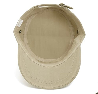 Unisex Basic Cadet Army Caps Everyday Military Style Hat - color: Beige 1