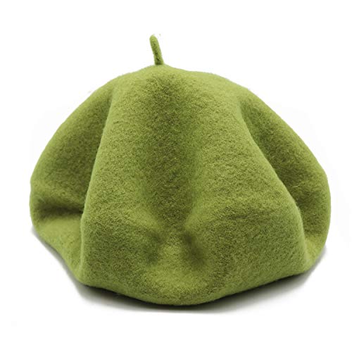 Wheebo Wool Beret Hat,Solid Color French Style Winter Warm Cap for Women Girls Lady - color: Green
