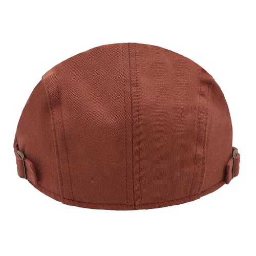ZLYC Men Cotton Flat Cap Summer Scally Newsboy Beret Driver Hat - color: Twill Orange