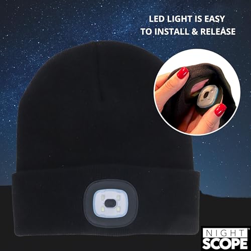Classic Rechargeable LED Warm Knit Beanie Head Light Hat Headlamp for Outdoor Activities - color: Black