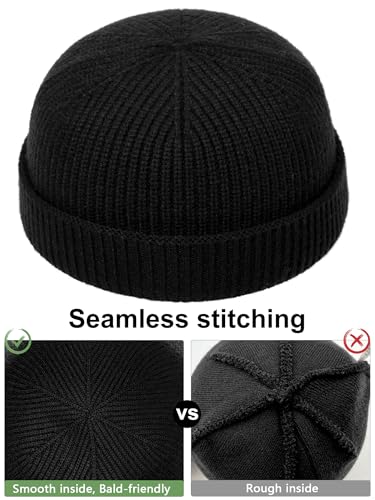 vidsel Thin Wool Fisherman Beanie Hat for Men Women Fall Winter Fashion Cap - color: 2-black, Beige