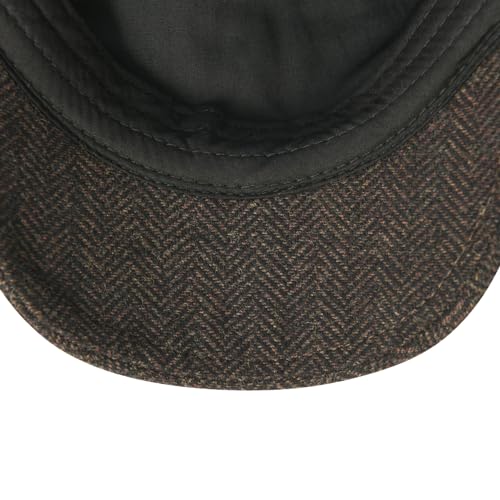 FEINION Men Wool Blend Flat Cap Tweed Newsboy Ivy Hat - color: Herringbone Coffee