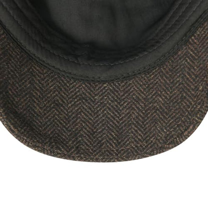 FEINION Men Wool Blend Flat Cap Tweed Newsboy Ivy Hat - color: Herringbone Coffee