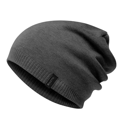 Wool Blend Ribbed Knit Beanie for Men Women, Double Layer Warm Winter Hat Beanies Skull Cap - color: Graphite