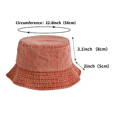 Washed Cotton Bucket Hats Packable Summer Beach Cap for Men Women - color: Ce-bh-green-red-orange