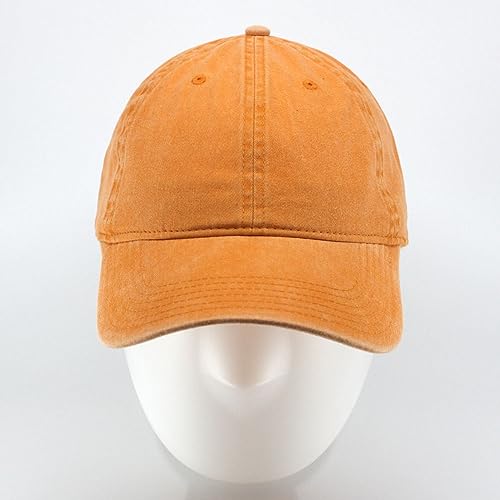 Classic Blank Dad Hat Cotton Adjustable Strap Baseball Cap - color: Pumpkin Orange Washed