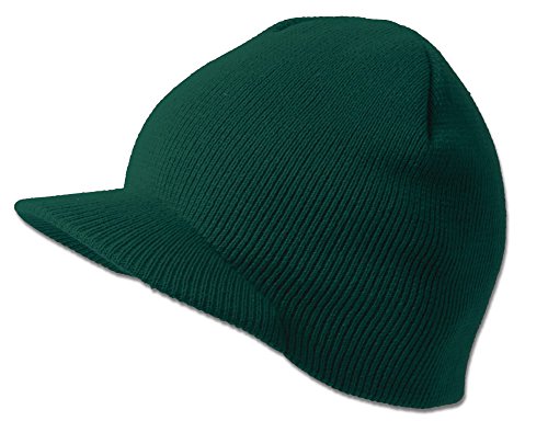 TOP HEADWEAR Solid Cuffless Beanie Visor - color: Forest Green