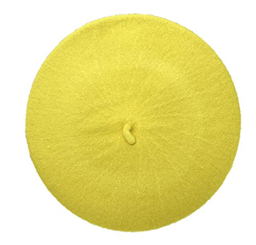 French Style Lightweight Casual Classic Beanie Solid Color Wool Beret - color: Yellow