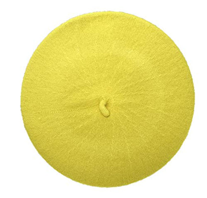 French Style Lightweight Casual Classic Beanie Solid Color Wool Beret - color: Yellow