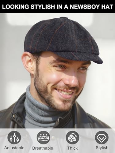 Senker Fashion 2 Pieces Newsboy Cap for Men - color: Black Brown
