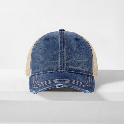 CHOK.LIDS Washed Trucker Hat Unstructured Distressed Pigment Dyed Cap - color: (Navy)