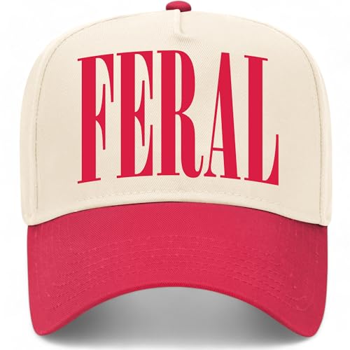 Feral Serif Vintage Trucker Hat | Premium Snapback Baseball Hat for Men & Women - color: Red/Natural