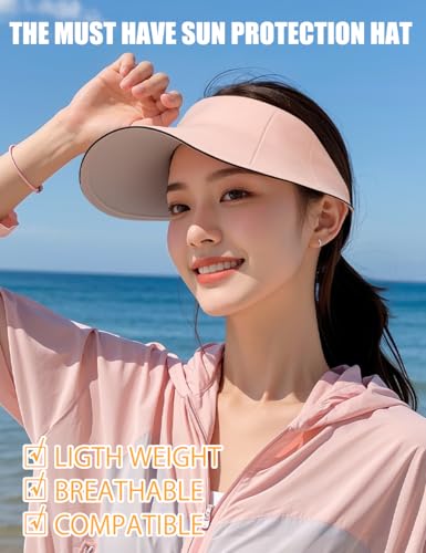 63g ONLY Ultra-Lightweight Foldable Sun Visor Hat for Women, 99% UV Block, Foldable & Packable Beach Outdoor Travel Cap - color: Black