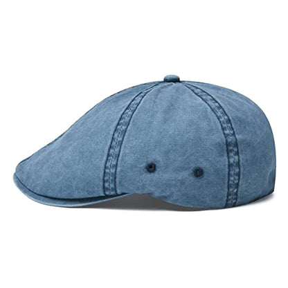 VOBOOM Cotton Washing Flat Cap Cabbie Hat Gatsby Ivy Irish Hunting Newsboy - color: Washed Navy