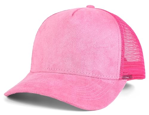 Suede Mesh Back Baseball Caps for Men Women Trendy Trucker Hats Dad Hat Sports Hat Breathable Snapback Hats 2025 - color: Pink