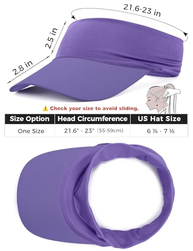 ROYBENS Cooling Visor Hat Women Men, Elastic Headband Sun Visor Golf Cap - color: Purple